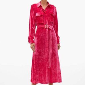 Sies Marjan Imogene Silk Corduroy Midi Dress BARBIECORE Hot Pink US 8 $1700